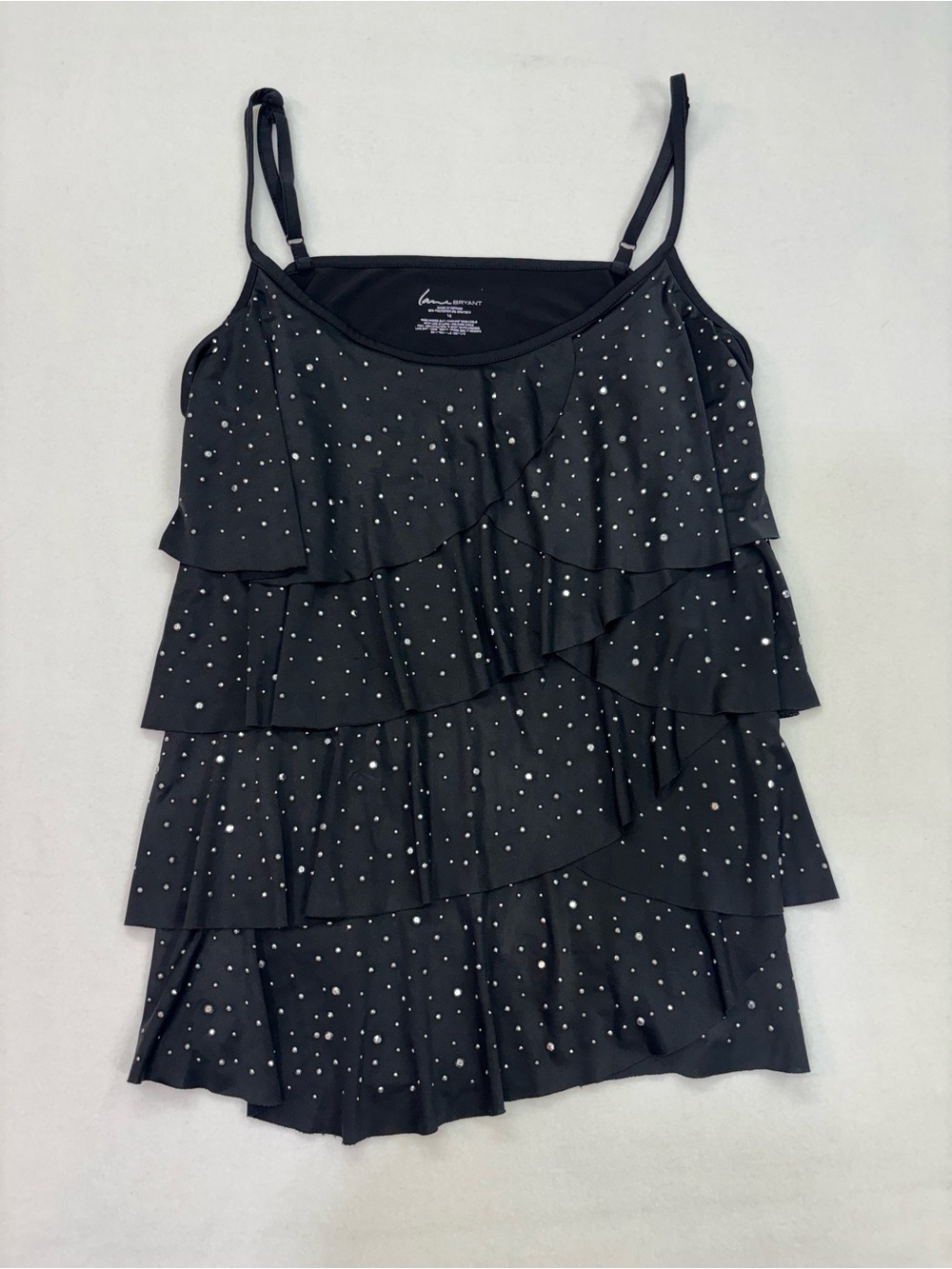 Lane Bryant Black Tiered Ruffle Camisole with Sparkle